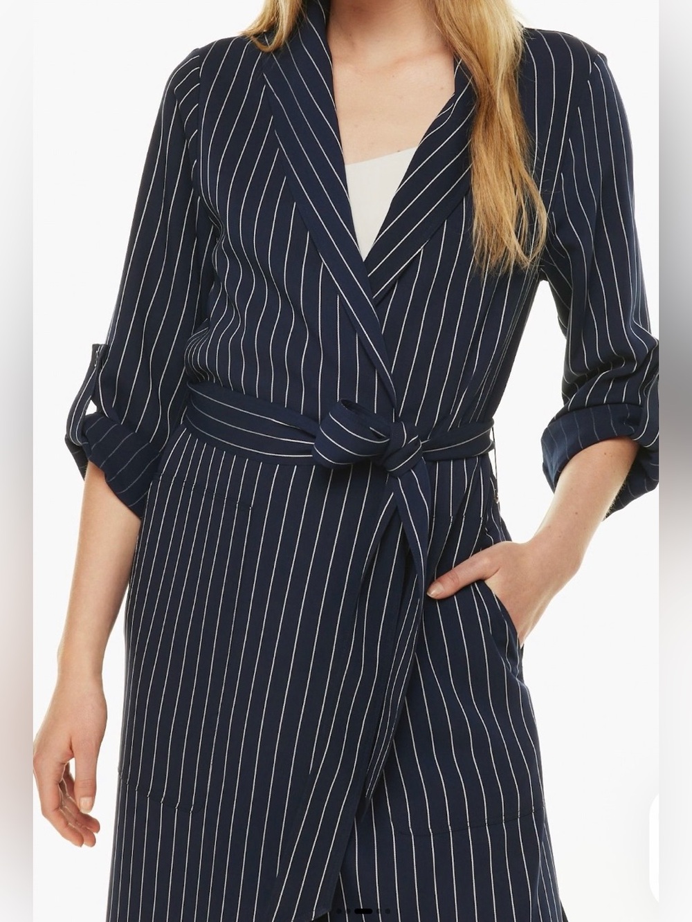Aritzia Babaton Kahlo Robe | Navy / birch | Size large